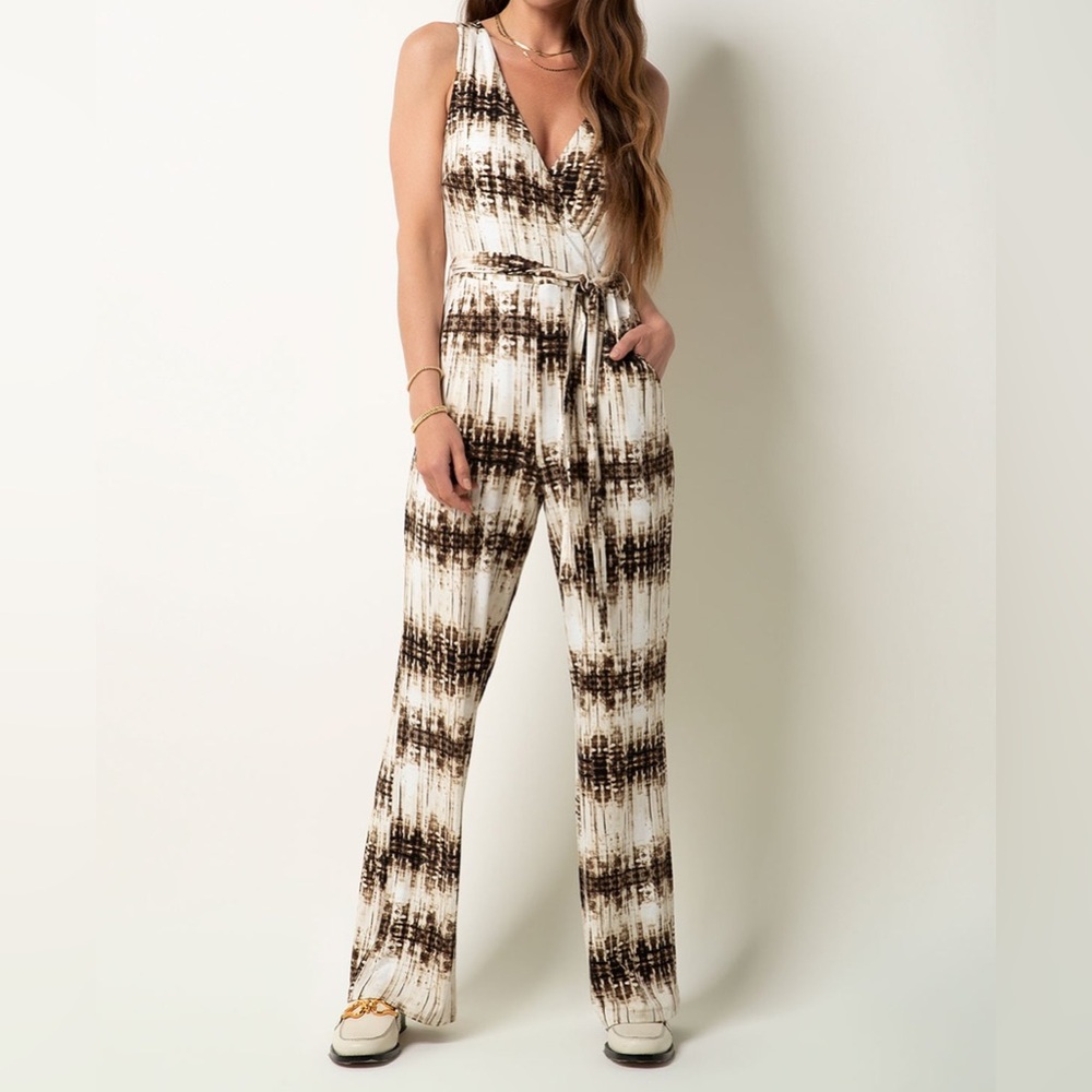 Tart Collections Brown and Cream Jumpsuit